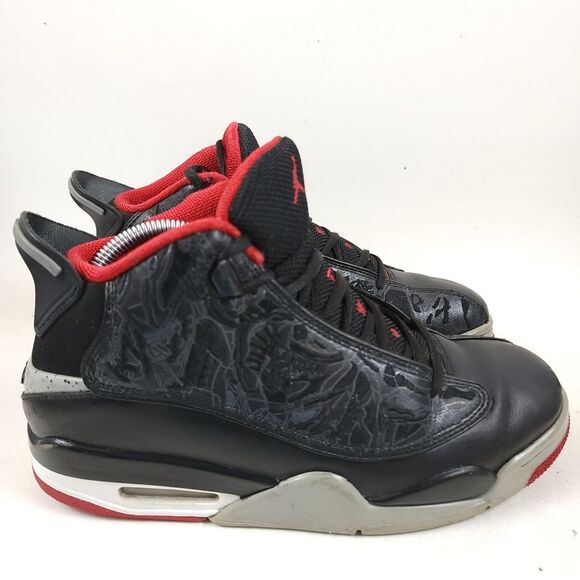 Air Jordan Dub Zero “Bred” Black Red Wolf Grey Hybrid Leather Mid-Top Sneakers - Picture 1 of 12